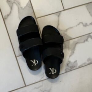 Calvin Klein Black Double Strap Slides